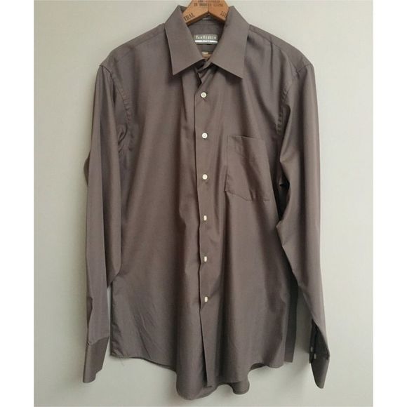 Van Heusen Fitted Brown Button-down Shirt - Picture 1 of 3